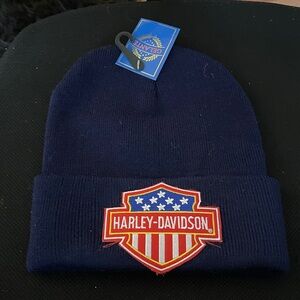 Harley-Davidson Navy Blue Knit Beanie W/ HD Bar and Shield Embroidered Logo